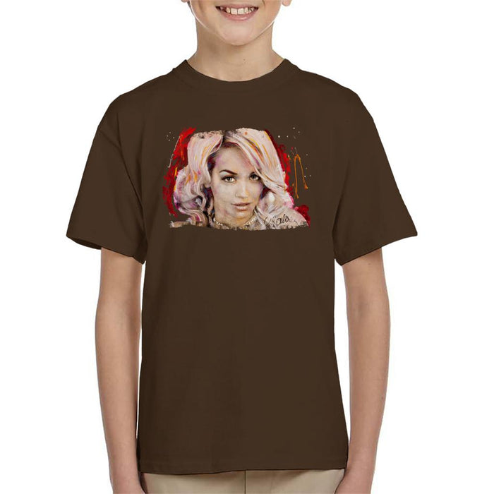 Sidney Maurer Original Portrait Of Rita Ora Pink Hair Kid's T-Shirt