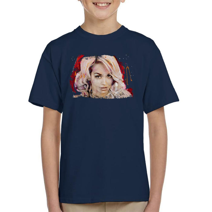Sidney Maurer Original Portrait Of Rita Ora Pink Hair Kid's T-Shirt