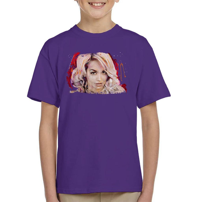 Sidney Maurer Original Portrait Of Rita Ora Pink Hair Kid's T-Shirt