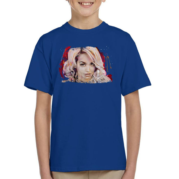 Sidney Maurer Original Portrait Of Rita Ora Pink Hair Kid's T-Shirt