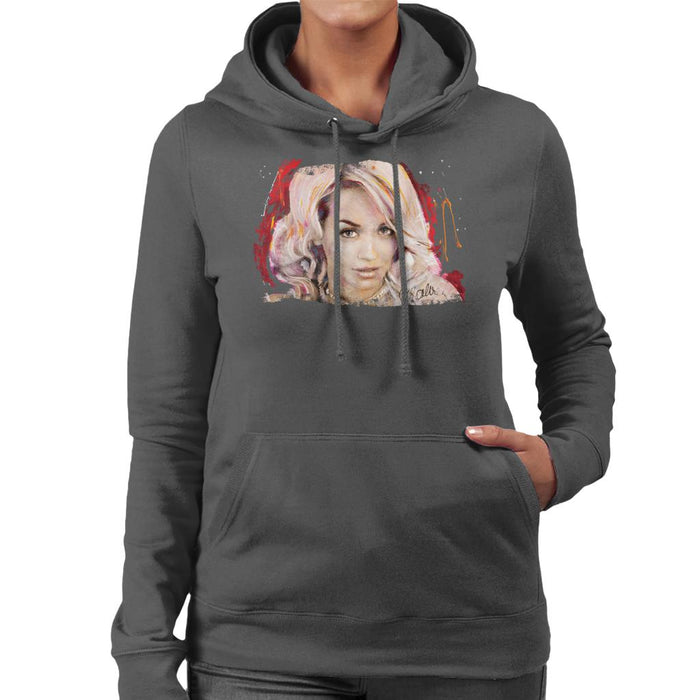 Sidney Maurer Original Portrait Of Rita Ora Pink Hair Women's Hooded Sweatshirt