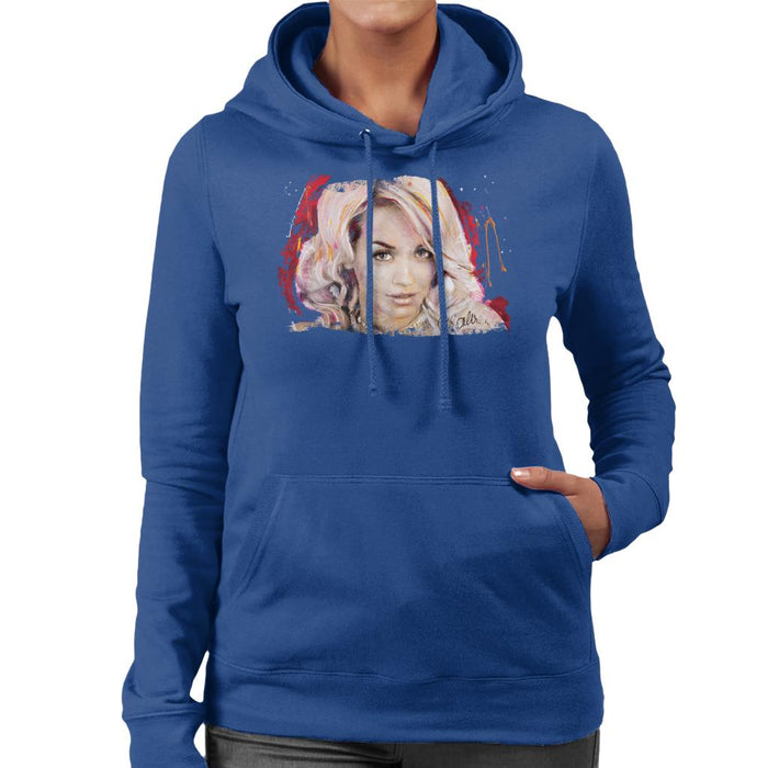 Sidney Maurer Original Portrait Of Rita Ora Pink Hair Women's Hooded Sweatshirt