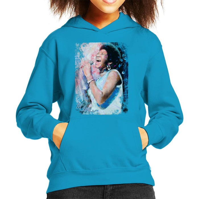 Sidney Maurer Original Portrait Of Aretha Franklin Singing Kid's Hooded Sweatshirt