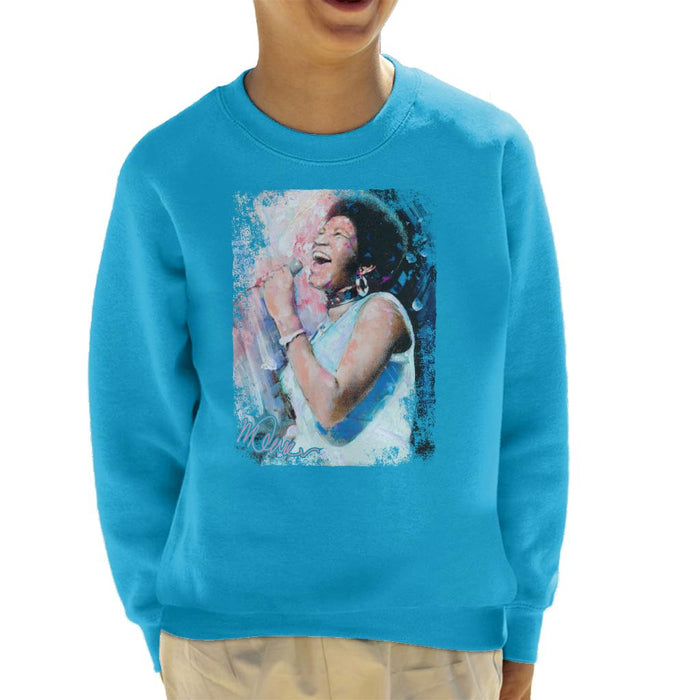 Sidney Maurer Original Portrait Of Aretha Franklin Singing Kid's Sweatshirt