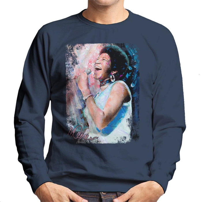 Sidney Maurer Original Portrait Of Aretha Franklin Singing Men's Sweatshirt