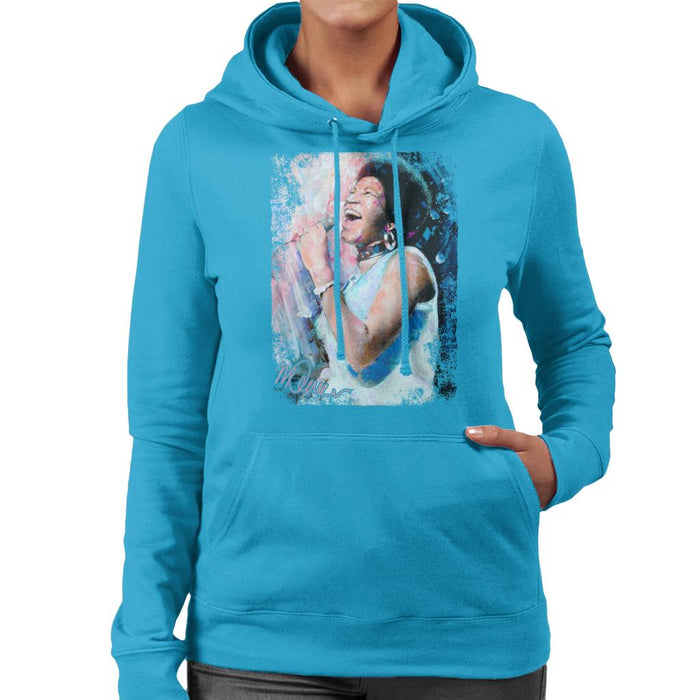Sidney Maurer Original Portrait Of Aretha Franklin Singing Women's Hooded Sweatshirt