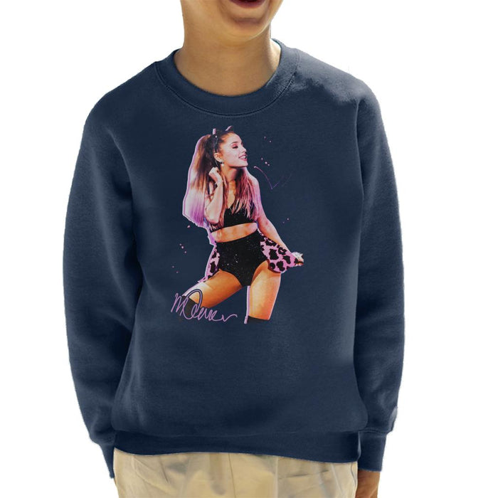 Sidney Maurer Original Portrait Of Ariana Grande Cat Ears Kid's Sweatshirt pink