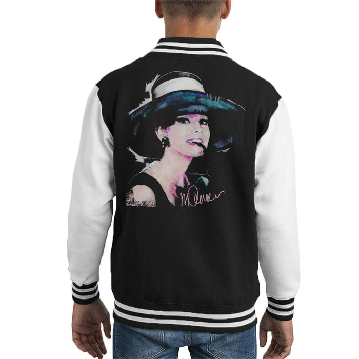 Sidney Maurer Original Portrait Of Audrey Hepburn Large Hat Kid's Varsity Jacket
