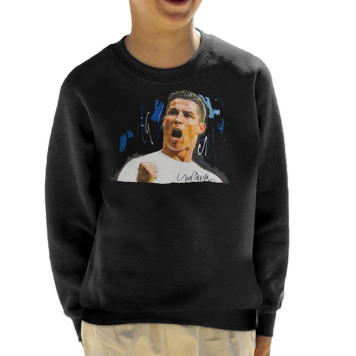 Sidney Maurer Original Portrait Of Cristiano Ronaldo Cheering Kid's Sweatshirt