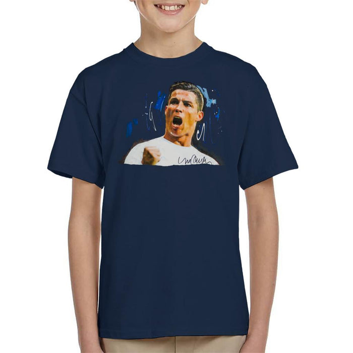 Sidney Maurer Original Portrait Of Cristiano Ronaldo Cheering Kid's T-Shirt