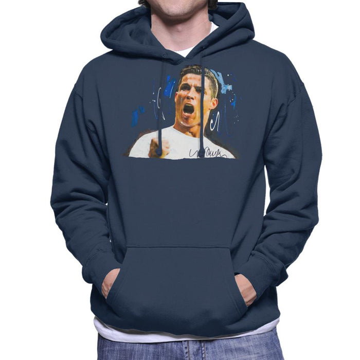 Sidney Maurer Original Portrait Of Cristiano Ronaldo Cheering Men's Hooded Sweatshirt