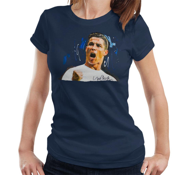 Sidney Maurer Original Portrait Of Cristiano Ronaldo Cheering Women's T-Shirt