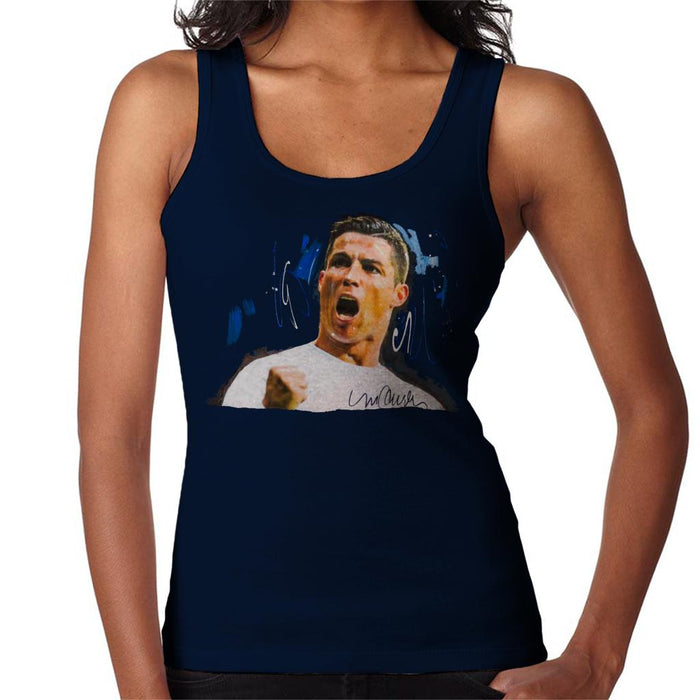 Sidney Maurer Original Portrait Of Cristiano Ronaldo Cheering Women's Vest