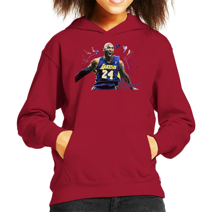 Sidney Maurer Original Portrait Of Kobe Bryant Lakers Jersey Kid's Hooded Sweatshirt