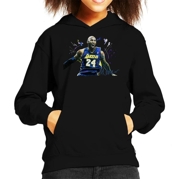 Sidney Maurer Original Portrait Of Kobe Bryant Lakers Jersey Kid's Hooded Sweatshirt