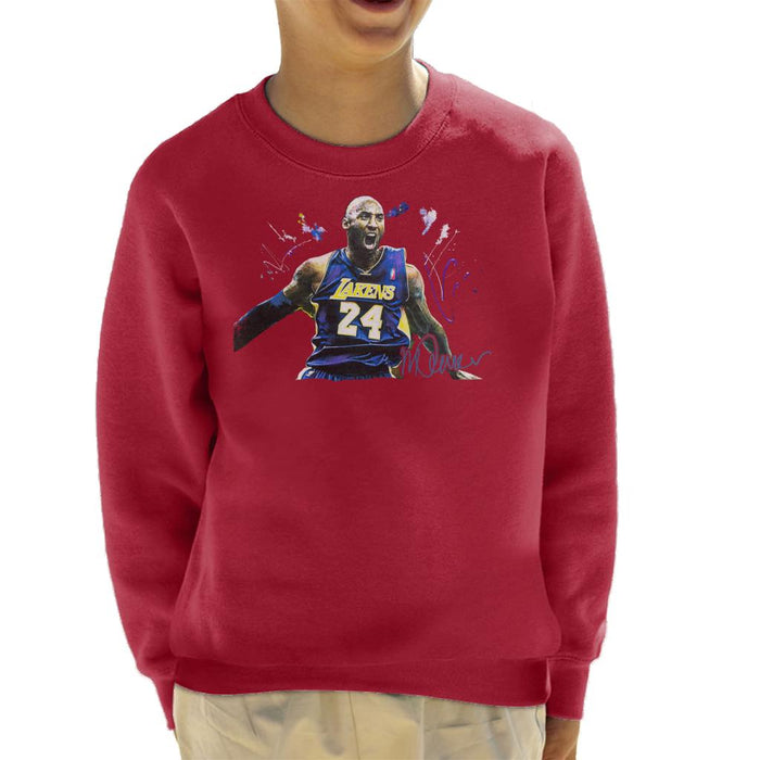 Sidney Maurer Original Portrait Of Kobe Bryant Lakers Jersey Kid's Sweatshirt