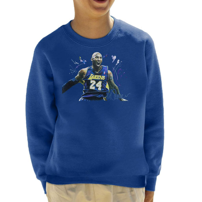 Sidney Maurer Original Portrait Of Kobe Bryant Lakers Jersey Kid's Sweatshirt