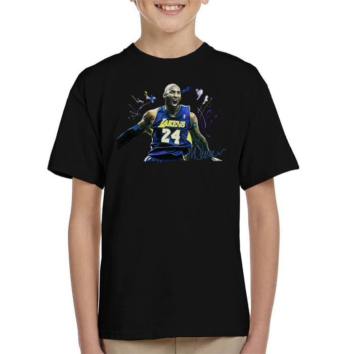 Sidney Maurer Original Portrait Of Kobe Bryant Lakers Jersey Kid's T-Shirt