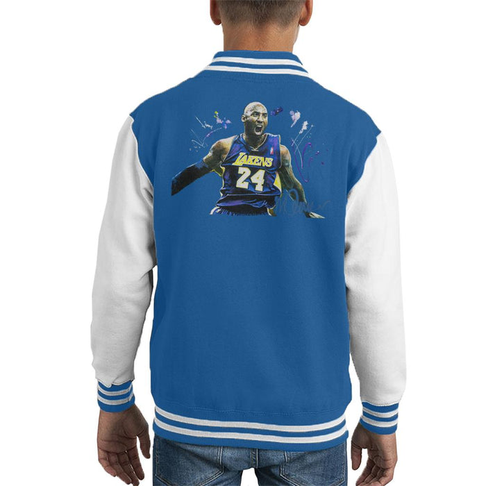 Sidney Maurer Original Portrait Of Kobe Bryant Lakers Jersey Kid's Varsity Jacket