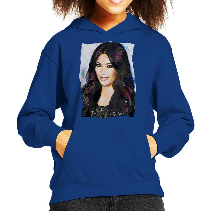 Sidney Maurer Original Portrait Of Kim Kardashian Smiling Kid's Hooded Sweatshirt