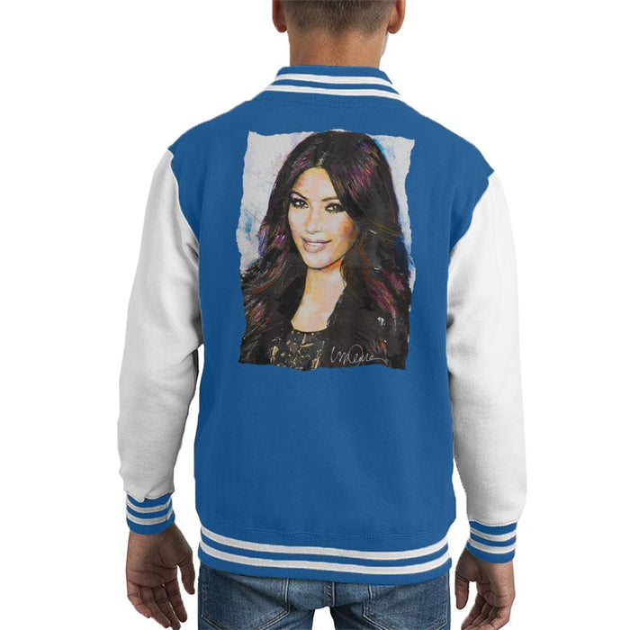 Sidney Maurer Original Portrait Of Kim Kardashian Smiling Kid's Varsity Jacket