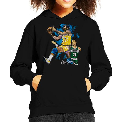 Sidney Maurer Original Portrait Of Magic Johnson Lakers Vs Celtics Kid's Hooded Sweatshirt
