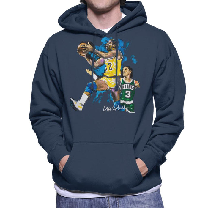 Sidney Maurer Original Portrait Of Magic Johnson Lakers Vs Celtics Men's Hooded Sweatshirt