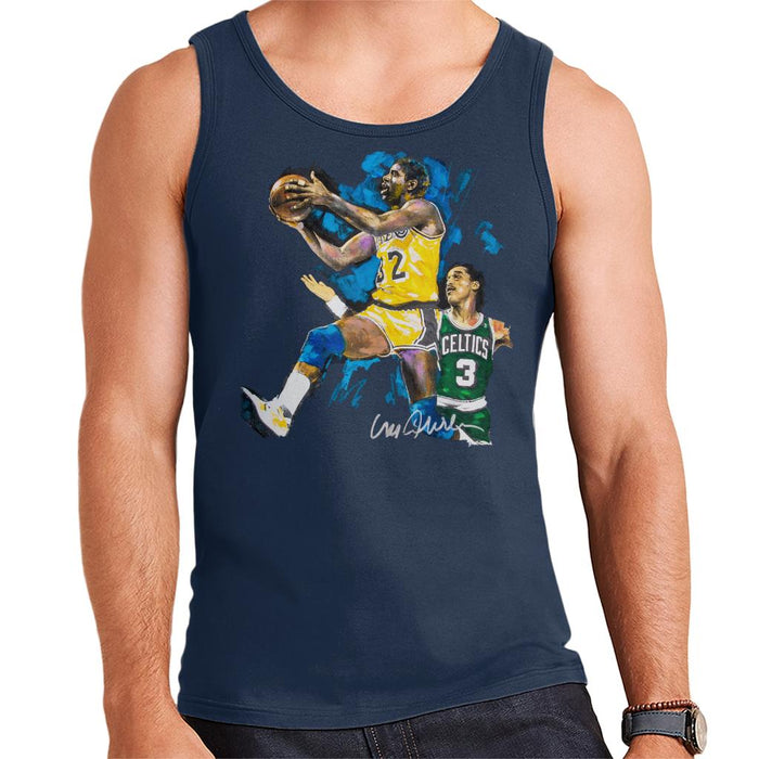 Sidney Maurer Original Portrait Of Magic Johnson Lakers Vs Celtics Men's Vest