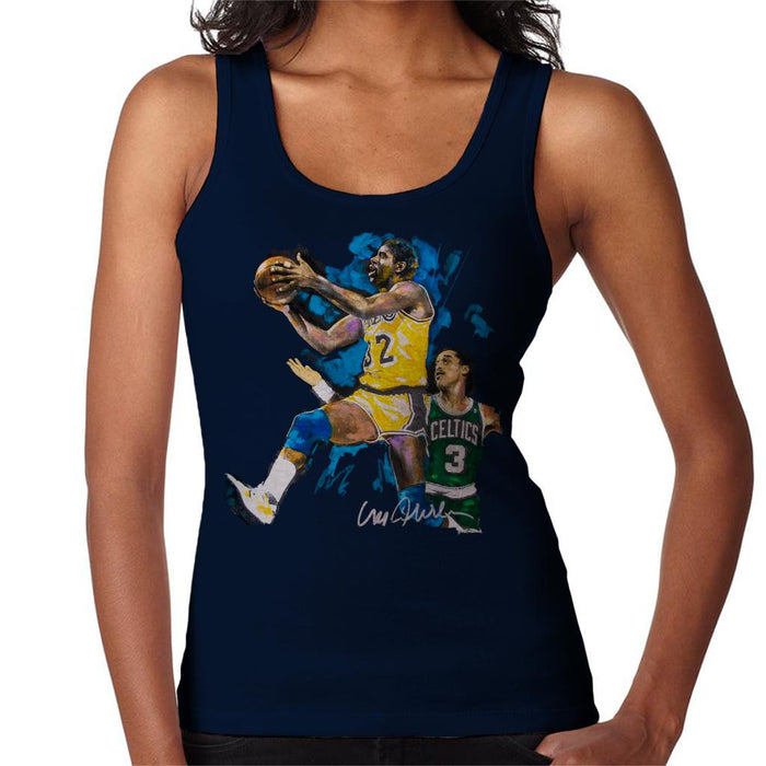 Sidney Maurer Original Portrait Of Magic Johnson Lakers Vs Celtics Women's Vest