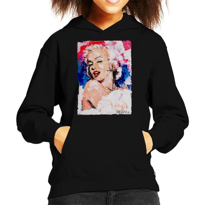 Sidney Maurer Original Portrait Of Marilyn Monroe Pearl Necklace Kid's Hooded Sweatshirt