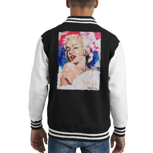 Sidney Maurer Original Portrait Of Marilyn Monroe Pearl Necklace Kid's Varsity Jacket