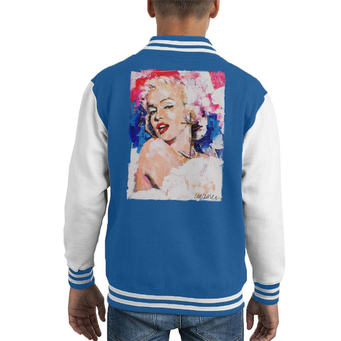 Sidney Maurer Original Portrait Of Marilyn Monroe Pearl Necklace Kid's Varsity Jacket