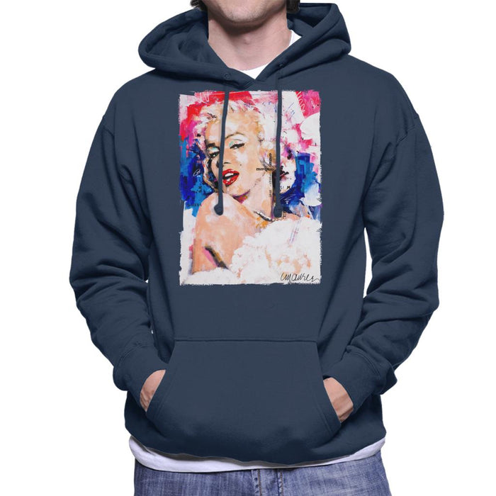 Sidney Maurer Original Portrait Of Marilyn Monroe Pearl Necklace Men's Hooded Sweatshirt