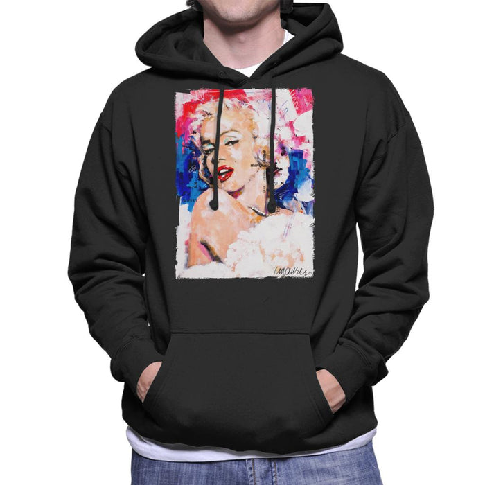 Sidney Maurer Original Portrait Of Marilyn Monroe Pearl Necklace Men's Hooded Sweatshirt