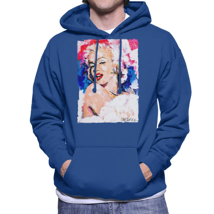 Sidney Maurer Original Portrait Of Marilyn Monroe Pearl Necklace Men's Hooded Sweatshirt