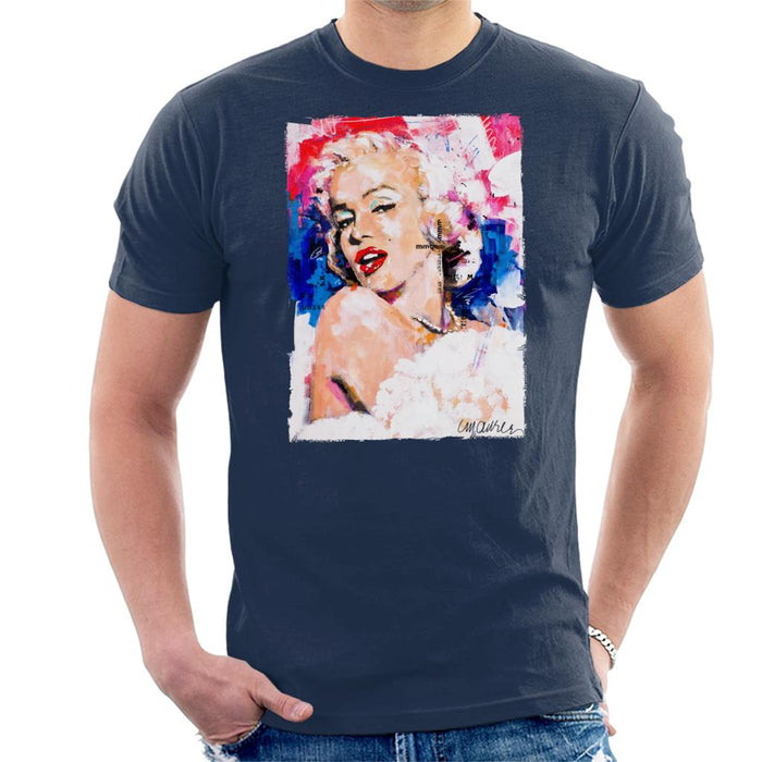 Sidney Maurer Original Portrait Of Marilyn Monroe Pearl Necklace Men's T-Shirt