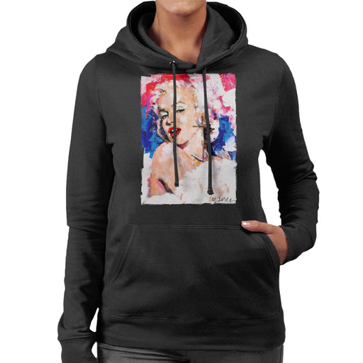 Sidney Maurer Original Portrait Of Marilyn Monroe Pearl Necklace Women's Hooded Sweatshirt