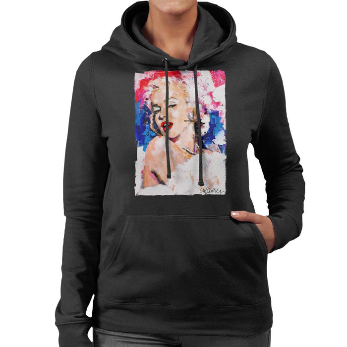 Sidney Maurer Original Portrait Of Marilyn Monroe Pearl Necklace Women's Hooded Sweatshirt