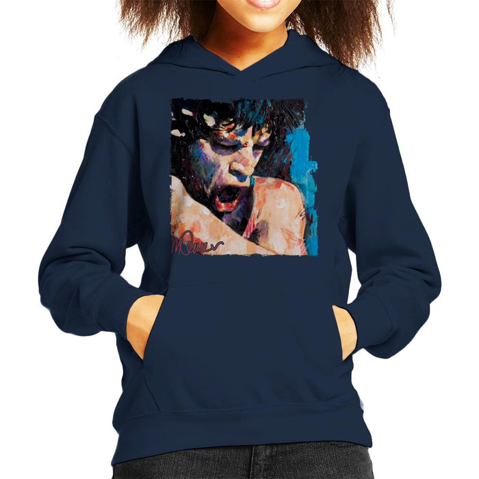 Sidney Maurer Original Portrait Of Mick Jagger Shouting Kid's Hooded Sweatshirt
