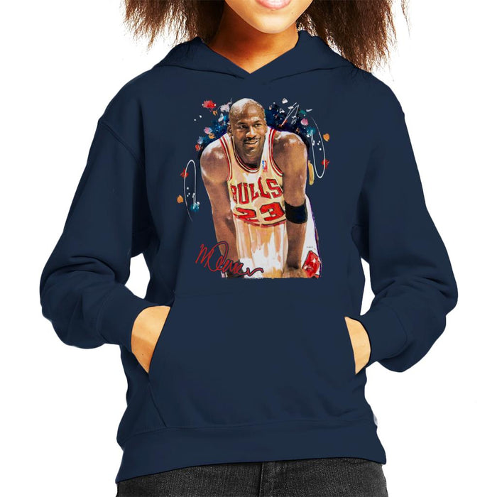 Sidney Maurer Original Portrait Of Michael Jordan Chicago Bulls Arm Band Kid's Hooded Sweatshirt