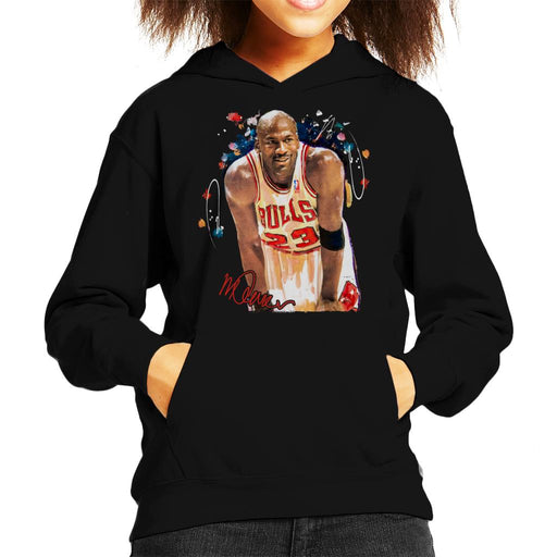 Sidney Maurer Original Portrait Of Michael Jordan Chicago Bulls Arm Band Kid's Hooded Sweatshirt