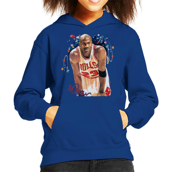 Sidney Maurer Original Portrait Of Michael Jordan Chicago Bulls Arm Band Kid's Hooded Sweatshirt