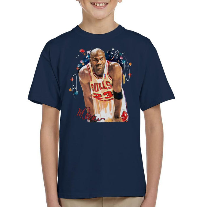 Sidney Maurer Original Portrait Of Michael Jordan Chicago Bulls Arm Band Kid's T-Shirt