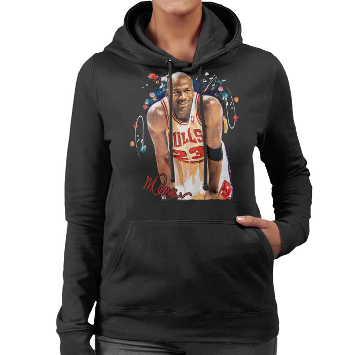 Sidney Maurer Original Portrait Of Michael Jordan Chicago Bulls Arm Band Women's Hooded Sweatshirt