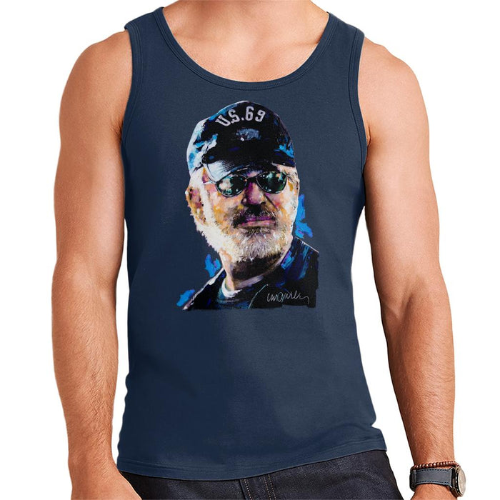 Sidney Maurer Original Portrait Of Steven Spielberg Baseball Cap Glasses Men's Vest