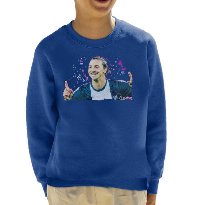 Sidney Maurer Original Portrait Of Zlatan Ibrahimovic Pointing Up Kid's Sweatshirt