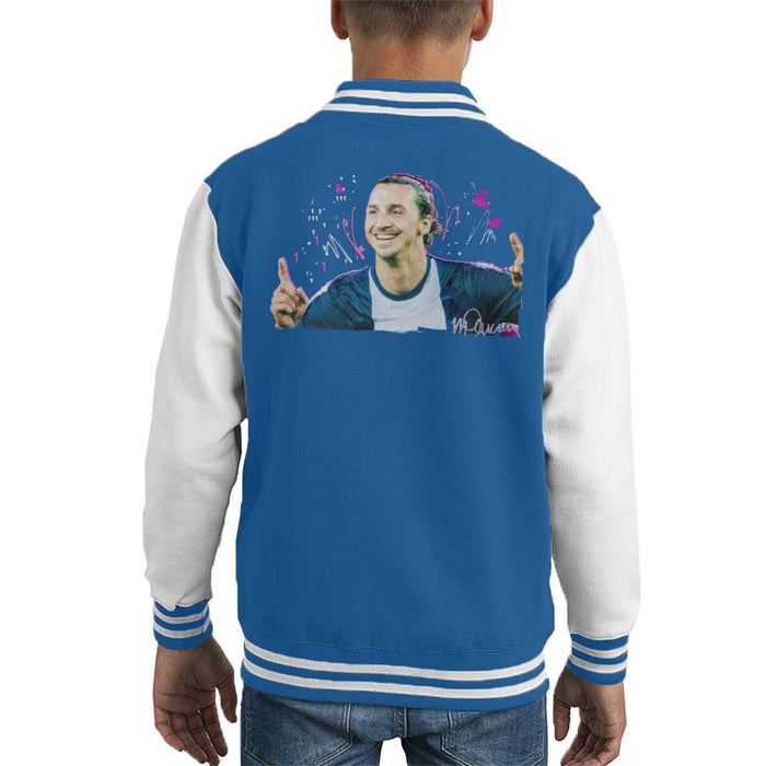 Sidney Maurer Original Portrait Of Zlatan Ibrahimovic Pointing Up Kid's Varsity Jacket