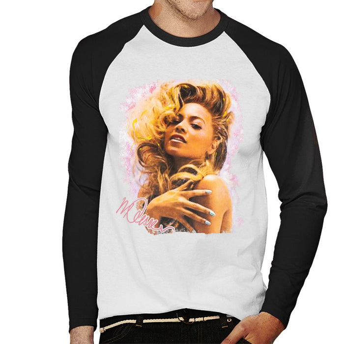 Sidney Maurer Original Portrait Of Singer Beyonce Shiny Nails Men's Baseball Long Sleeved T-Shirt