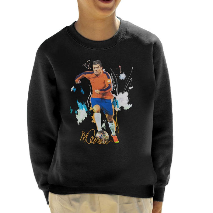 Sidney Maurer Original Portrait Of Football Star Cristiano Ronaldo Kid's Sweatshirt