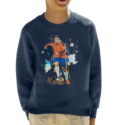 Sidney Maurer Original Portrait Of Football Star Cristiano Ronaldo Kid's Sweatshirt